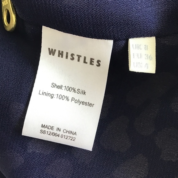 WHISTLES size 8 fitted sleeveless dress in blue and cream silk - Picture 13 of 13